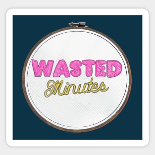 Wasted Minutes Podcast Art: Needlepoint Sticker